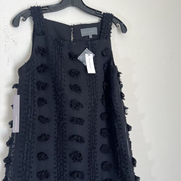 Anthropologie Sunday in Brooklyn Shift Dress Size Small Black Mischa Pom Pom New - Picture 3 of 8